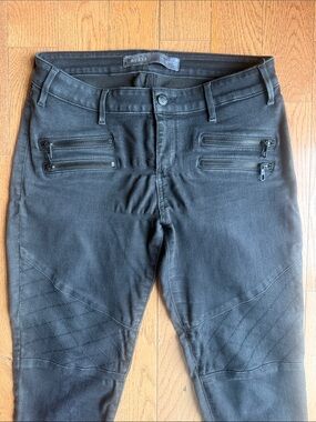 GUESS Black Moto Zip-Detail Jeans